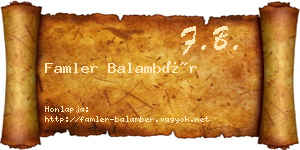 Famler Balambér névjegykártya